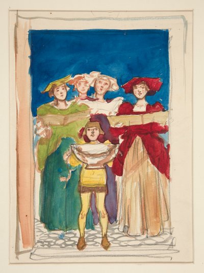 Esquisse pour Carte de Noël - Edwin Austin Abbey