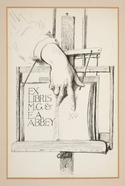 Esquisse pour Ex Libris : M.G. & E.A. Abbey - Edwin Austin Abbey
