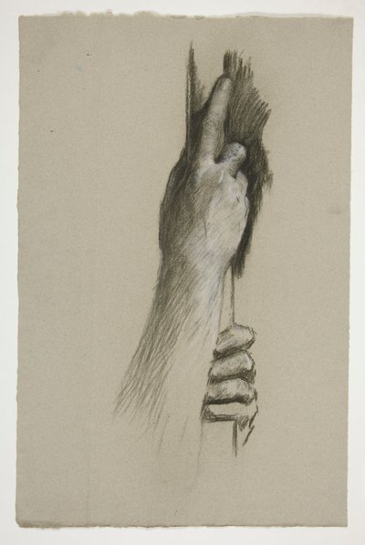 Croquis de deux mains grimpant à un poteau - Edwin Austin Abbey