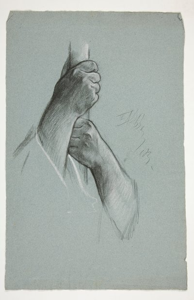 Croquis de deux mains grimpant à un poteau - Edwin Austin Abbey