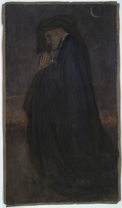 Étude. Homme en manteau bleu, clair de lune - Edwin Austin Abbey