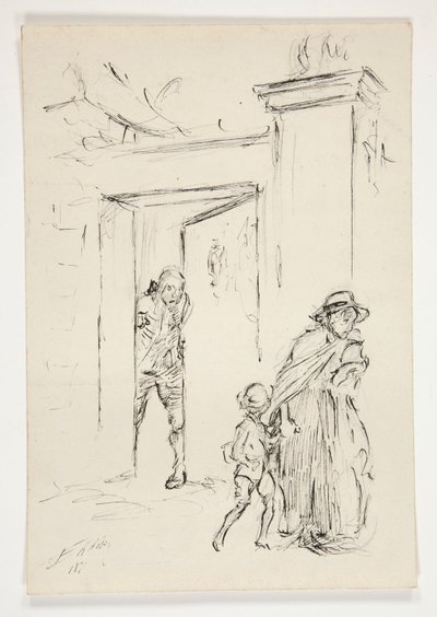 Étude pour .1208 - illustration pour Oliver Goldsmith - Edwin Austin Abbey