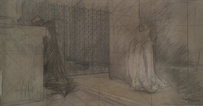 Étude pour Le Prêtre et la Grande Dame - Edwin Austin Abbey