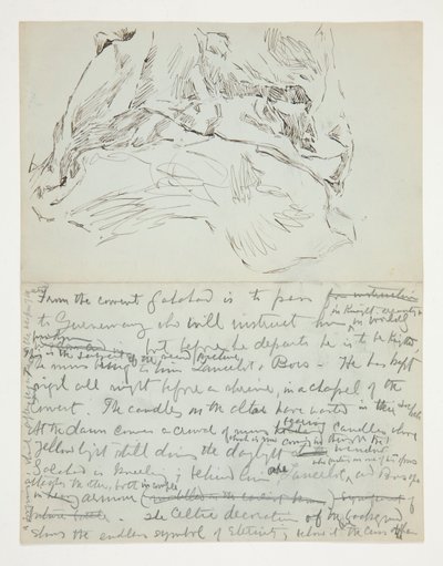 Étude pour La Quête du Saint Graal (série de quinze peintures pour la bibliothèque publique de Boston, achevée en 1901) : étude de draperie - Edwin Austin Abbey