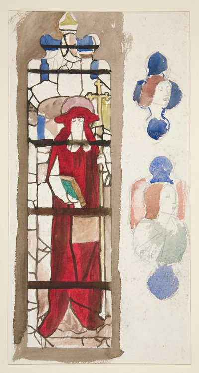 Étude pour une fenêtre en vitrail non identifiée représentant un cardinal (?) - Edwin Austin Abbey