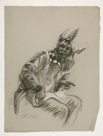 Étude de bouffon (inutilisée), pour La Quête du Saint Graal (une série de quinze peintures pour la bibliothèque publique de Boston, achevée en 1901) - Edwin Austin Abbey