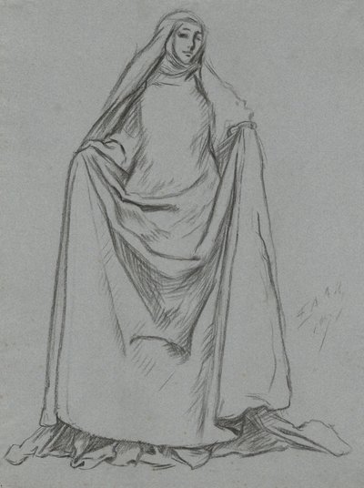 Étude de figure féminine (verso : figure masculine) - Edwin Austin Abbey