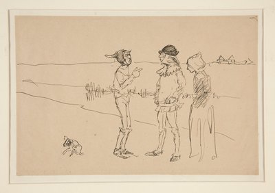 Étude de deux hommes, femme et un chien, de Love - Edwin Austin Abbey