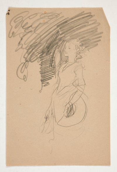 Étude de femme en costume du XVIIIe siècle tenant son chapeau - Edwin Austin Abbey