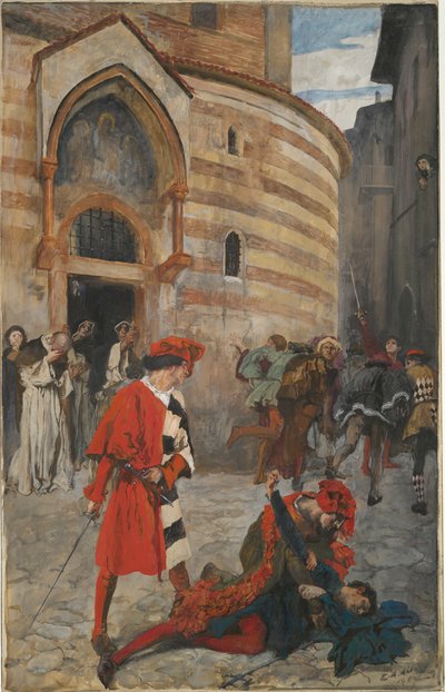 La Mort de Mercutio - Acte III, Scène I, Roméo et Juliette - Edwin Austin Abbey
