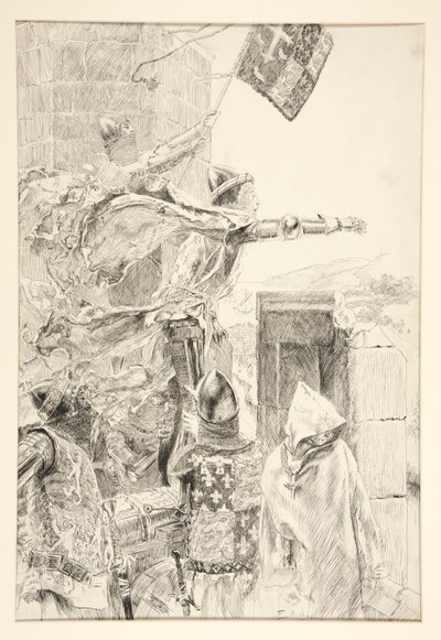 Le roi sur le mur du château de Flint - Edwin Austin Abbey