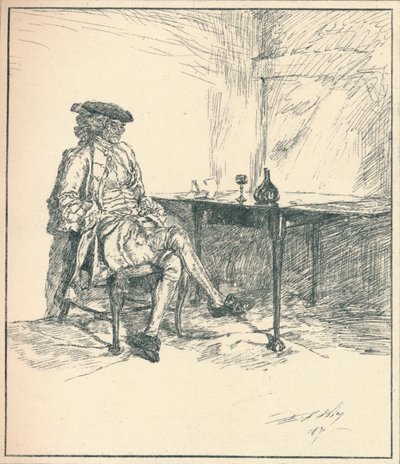 La lettre. Dessin à la plume inédit, 1890, 1923 - Edwin Austin Abbey