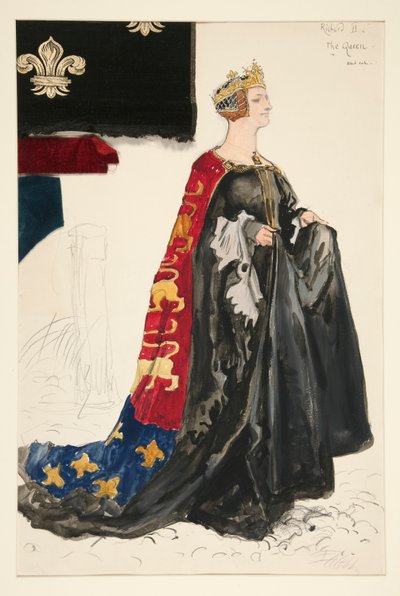 La Reine (en noir), croquis de costume pour Henry Irving - Edwin Austin Abbey