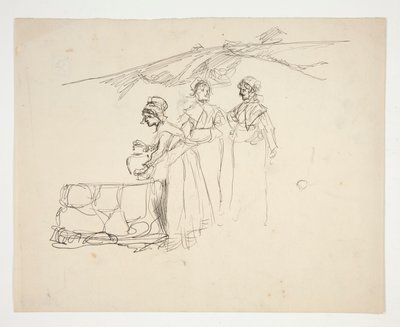 Trois femmes à un puits - illustration non identifiée - Edwin Austin Abbey