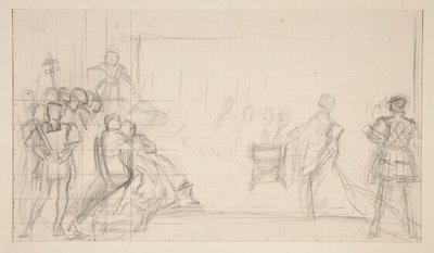 Procès de la reine Catherine, étude - Edwin Austin Abbey
