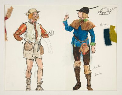 Deux hommes, croquis de costume pour Henry Irving - Edwin Austin Abbey