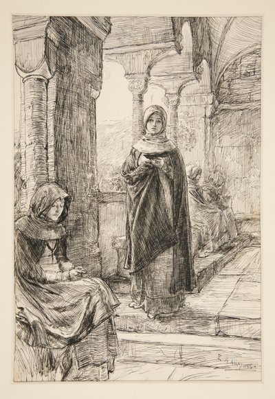 Deux figures féminines dans le cloître, du Cloître - Edwin Austin Abbey