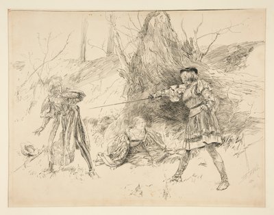 Valentine sauve Sylvia, Acte V, Scène iv, Les Deux Gentilshommes de Vérone - Edwin Austin Abbey