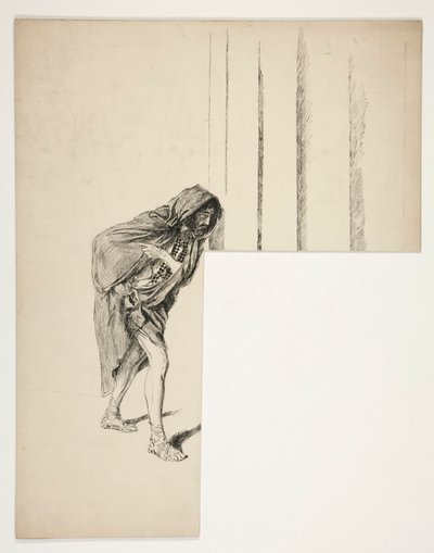 Homme marchant en manteau, croquis pour une pièce de Shakespeare non identifiée - Edwin Austin Abbey