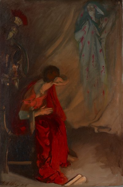 Dans la tente de Brutus : entre le fantôme de César, Jules César, Acte IV, Scène III - Edwin Austin Abbey