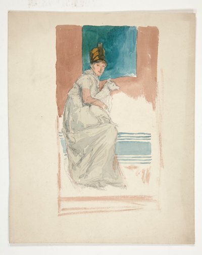 Femme tenant un chien de compagnie - Edwin Austin Abbey