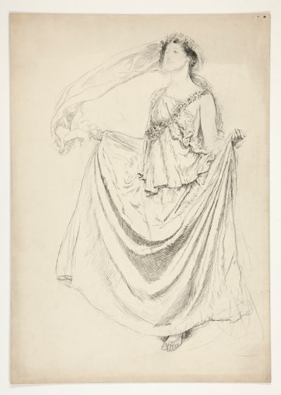 Femme en toge avec guirlandes, esquisse pour une pièce de Shakespeare non identifiée - Edwin Austin Abbey
