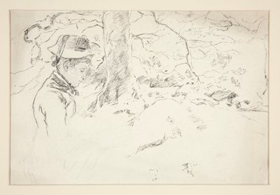 Femme assise dans un jardin - illustration non identifiée - Edwin Austin Abbey