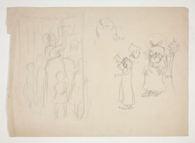 Femme avec enfants et illustration non identifiée - Edwin Austin Abbey