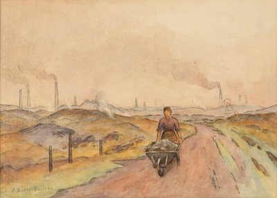 Scène industrielle, homme avec une brouette - Edwin Butler Bayliss