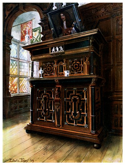 Cabinet en chêne et noyer, 1910 - Edwin Foley