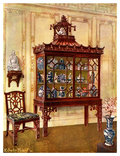 Vitrine sculptée à la manière chinoise de Chippendale, 1911-1912 - Edwin Foley