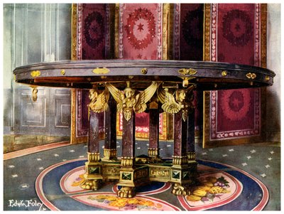 Table circulaire et paravent pliant, 1911-1912 - Edwin Foley