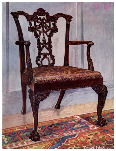 Fauteuil en acajou, style Chippendale, 1911-1912 - Edwin Foley