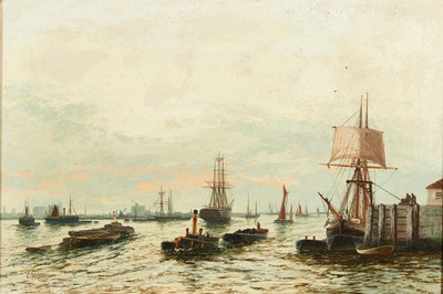Barges sur la Tamise - Edwin Henry Eugene Fletcher