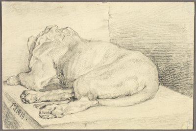 Lion couché, de dos - Edwin Henry Landseer