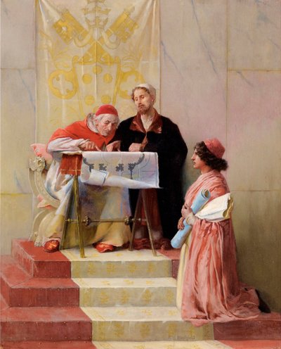 Le pape Jules II regardant les plans du projet architectural de Bramante pour la basilique Saint-Pierre - Edwin Howland Blashfield