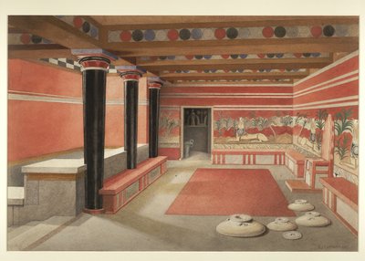 Salle du trône réimaginée du Palais de Minos à Knossos - Edwin J. Lambert