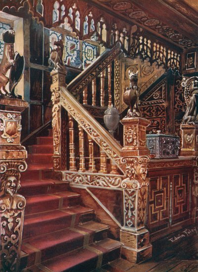 Escalier en Chêne Sculpté, Godinton - Edwin John Foley