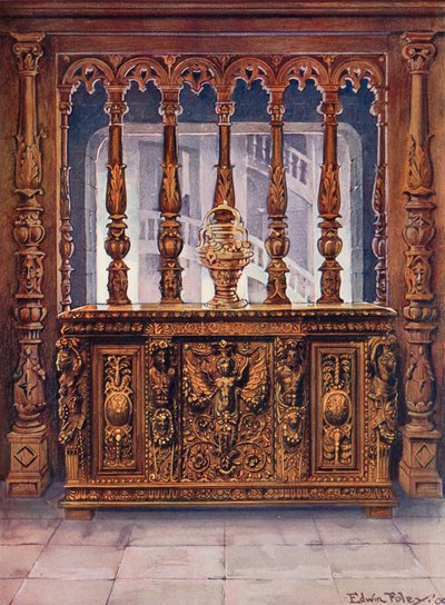 Bahut sculpté Henri Deux. Écran en chêne de la même période française - Edwin John Foley
