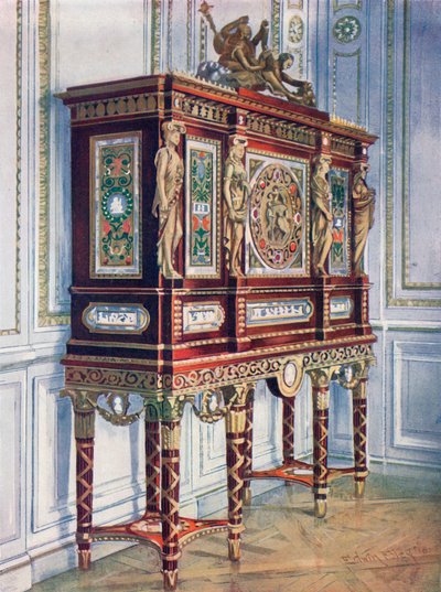 Cabinet à bijoux de la reine Marie-Antoinette : en acajou, doré, incrusté, sculpté et avec des plaques peintes - Edwin John Foley