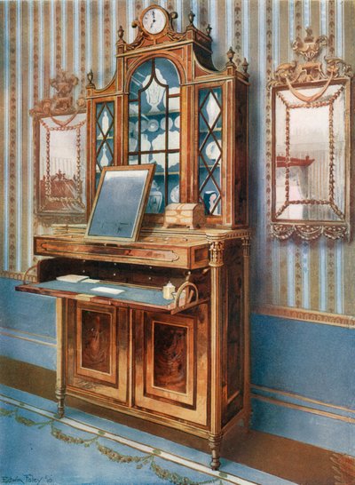 Cabinet de toilette en bois de satin et acajou incrusté - Edwin John Foley