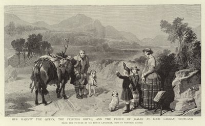 Sa Majesté la Reine, la Princesse Royale et le Prince de Galles à Loch Laggan, Écosse - Edwin Landseer