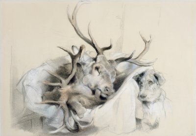 Têtes de cerfs et chien, 1857 - Edwin Landseer
