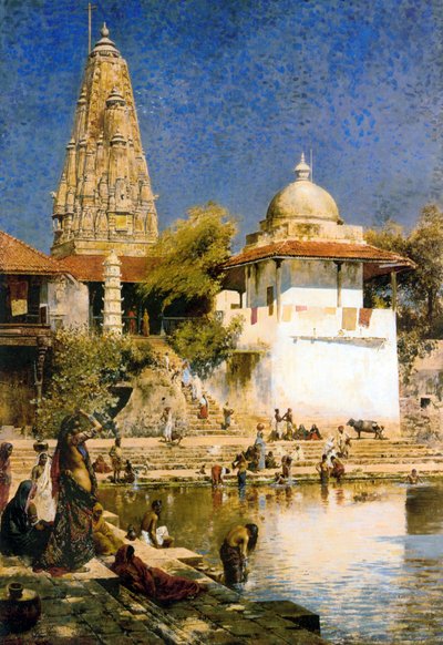 Réservoir de Banganga et temple de Walkeshwar à Bombay, années 1890 - Edwin Lord Weeks