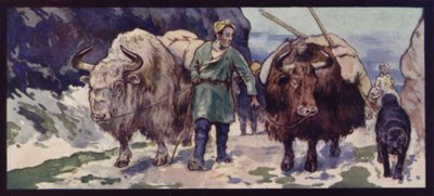 Un train de yaks tibétains - Edwin Noble