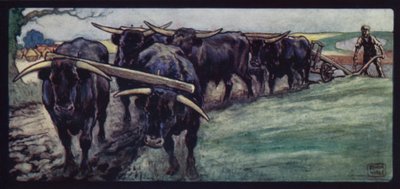 Bœufs labourant sur les Downs du Sussex - Edwin Noble