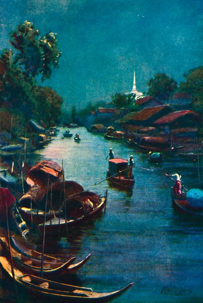 Une scène typique de canal, Bangkok - Edwin Norbury