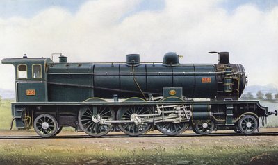 Le produit de deux Républiques : locomotive à vapeur de type "Pacific" n° 4501, chemin de fer Paris - Orléans. 1910 - Edwin Thomas Rudd