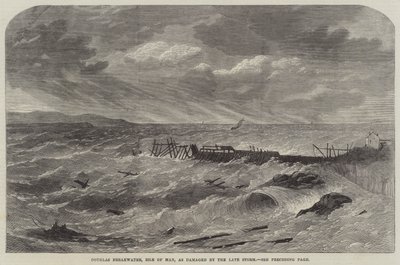 Brise-lames de Douglas, Île de Man, endommagé par la dernière tempête - Edwin Weedon