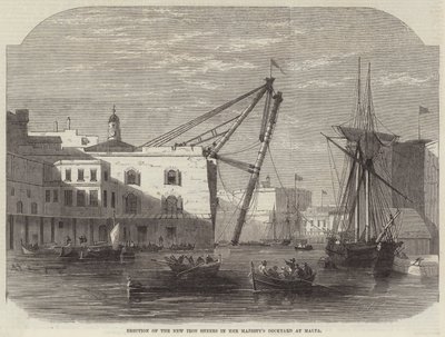Érection des nouvelles cisailles en fer dans le chantier naval de Sa Majesté à Malte - Edwin Weedon